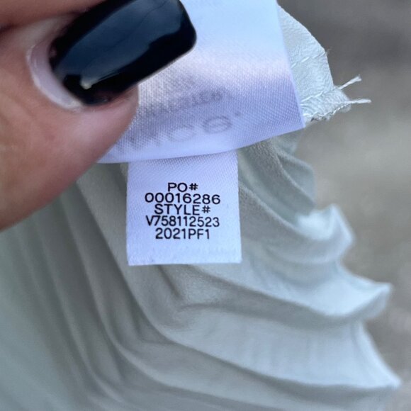 Vince Crushed Double V Neck Pleated Top in Blue Size XS - Picture 7 of 9